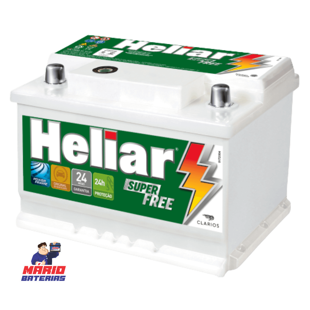 Foto da bateria Heliar, umas das baterias que vende na loja de baterias de Mário Baterias